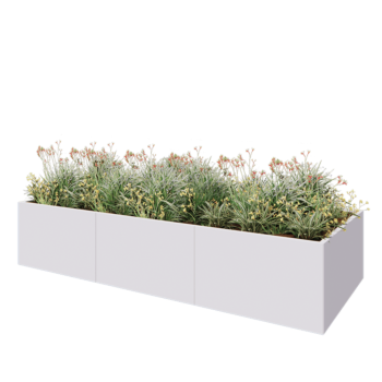 Steel planter XXL - Rectangle - 300 x 120 x 80 cm - RAL9005 matt (white) - Without bottom plate