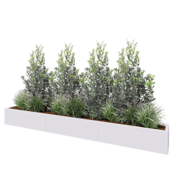 Steel planter XXL - Rectangle - 300 x 30 x 30 cm - RAL9005 matt (white) - With bottom plate