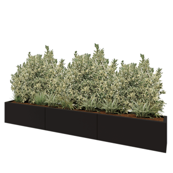 Steel planter XXL - Rectangle - 300 x 30 x 40 cm - RAL9005 matt (black) - Without bottom plate