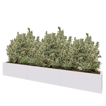 Steel planter XXL - Rectangle - 300 x 30 x 40 cm - RAL9005 matt (white) - Without bottom plate