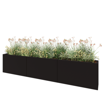 Steel planter XXL - Rectangle - 300 x 30 x 60 cm - RAL9005 matt (black) - Without bottom plate
