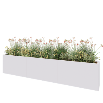 Steel planter XXL - Rectangle - 300 x 30 x 60 cm - RAL9005 matt (white) - Without bottom plate