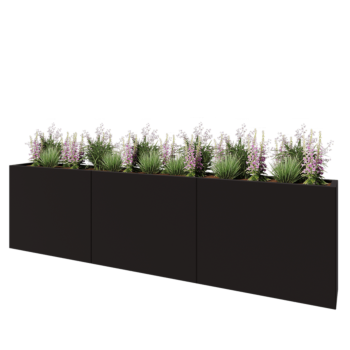 Steel planter XXL - Rectangle - 300 x 30 x 80 cm - RAL9005 matt (black) - Without bottom plate