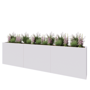 Steel planter XXL - Rectangle - 300 x 30 x 80 cm - RAL9005 matt (white) - Without bottom plate
