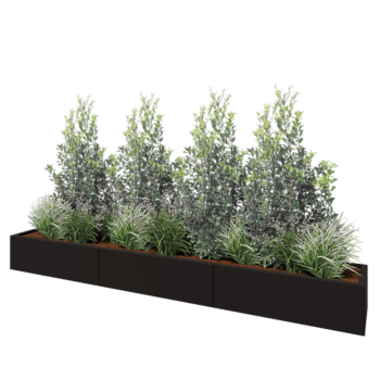 Steel planter XXL - Rectangle - 300 x 40 x 30 cm - RAL9005 matt (black) - With bottom plate