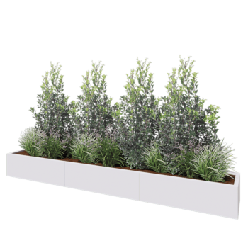 Steel planter XXL - Rectangle - 300 x 40 x 30 cm - RAL9005 matt (white) - Without bottom plate