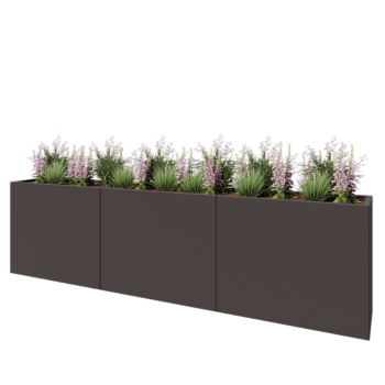 Steel planter XXL - Rectangle - 300 x 40 x 80 cm - RAL7016 matt (anthracite grey) - With bottom plate