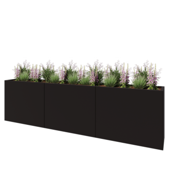 Steel planter XXL - Rectangle - 300 x 40 x 80 cm - RAL9005 matt (black) - Without bottom plate