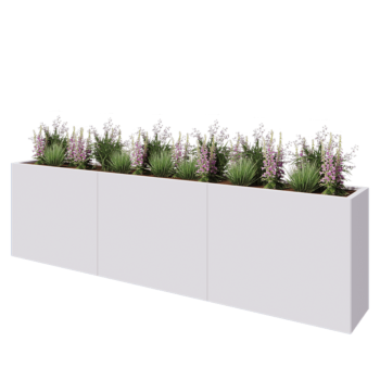 Steel planter XXL - Rectangle - 300 x 40 x 80 cm - RAL9005 matt (white) - Without bottom plate