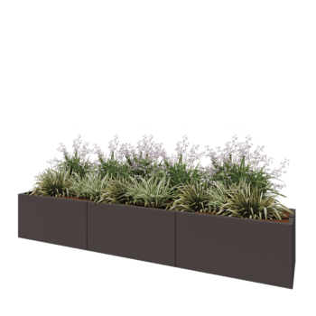 Steel planter XXL - Rectangle - 300 x 50 x 50 cm - RAL7016 matt (anthracite grey) - With bottom plate