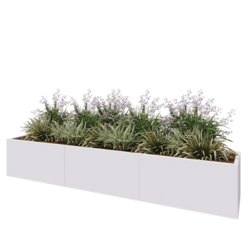 Steel planter XXL - Rectangle - 300 x 50 x 50 cm - RAL9005 matt (white) - Without bottom plate