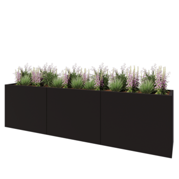 Steel planter XXL - Rectangle - 300 x 50 x 80 cm - RAL9005 matt (black) - Without bottom plate