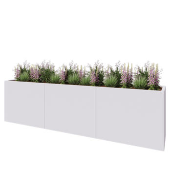 Steel planter XXL - Rectangle - 300 x 50 x 80 cm - RAL9005 matt (white) - Without bottom plate