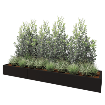 Steel planter XXL - Rectangle - 300 x 60 x 30 cm - RAL9005 matt (black) - Without bottom plate