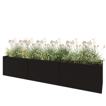Steel planter XXL - Rectangle - 300 x 60 x 60 cm - RAL9005 matt (black) - Without bottom plate