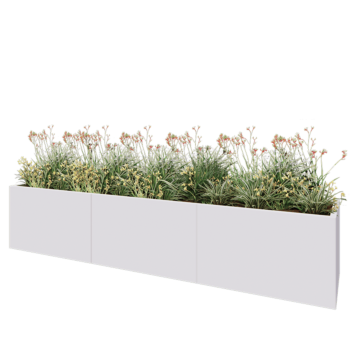 Steel planter XXL - Rectangle - 300 x 60 x 60 cm - RAL9005 matt (white) - Without bottom plate