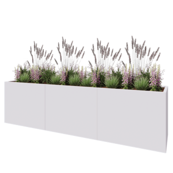Steel planter XXL - Rectangle - 300 x 60 x 80 cm - RAL9005 matt (white) - Without bottom plate