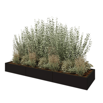 Steel planter XXL - Rectangle - 300 x 80 x 30 cm - RAL9005 matt (black) - Without bottom plate