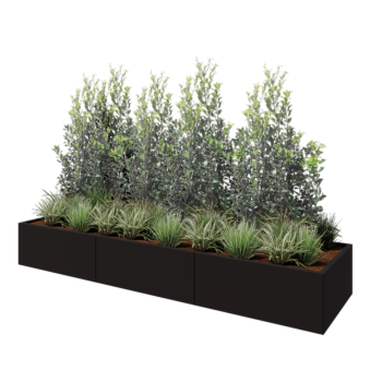 Steel planter XXL - Rectangle - 300 x 80 x 40 cm - RAL9005 matt (black) - Without bottom plate