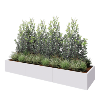 Steel planter XXL - Rectangle - 300 x 80 x 40 cm - RAL9005 matt (white) - Without bottom plate