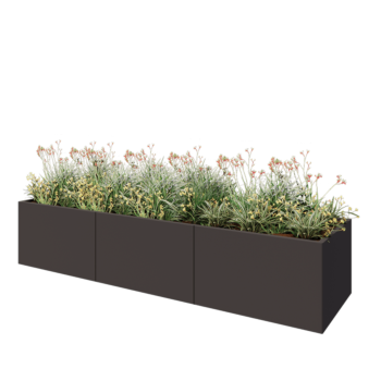 Steel planter XXL - Rectangle - 300 x 80 x 60 cm - RAL7016 matt (anthracite grey) - With bottom plate