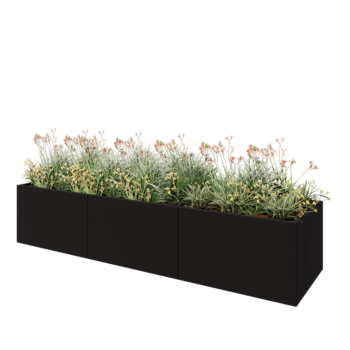 Steel planter XXL - Rectangle - 300 x 80 x 60 cm - RAL9005 matt (black) - Without bottom plate