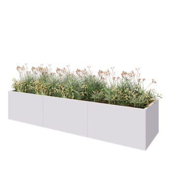 Steel planter XXL - Rectangle - 300 x 80 x 60 cm - RAL9005 matt (white) - Without bottom plate