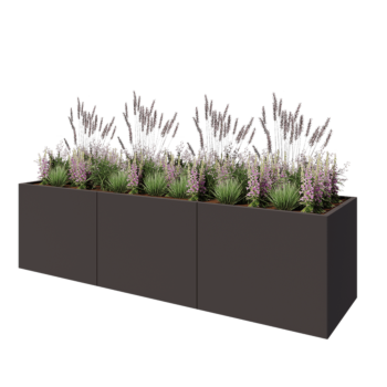 Steel planter XXL - Rectangle - 300 x 80 x 80 cm - Other RAL colour - With bottom plate