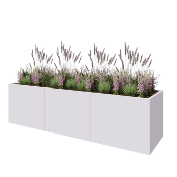 Steel planter XXL - Rectangle - 300 x 80 x 80 cm - RAL9005 matt (white) - Without bottom plate