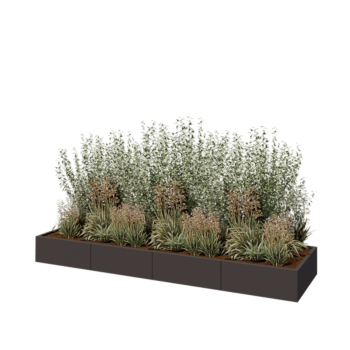 Steel planter XXL - Rectangle - 320 x 80 x 30 cm - Other RAL colour - Without bottom plate