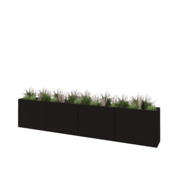 Steel planter XXL - Rectangle - 400 x 40 x 80 cm - RAL9005 matt (black) - Without bottom plate