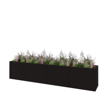 Steel planter XXL - Rectangle - 400 x 60 x 80 cm - RAL9005 matt (black) - Without bottom plate