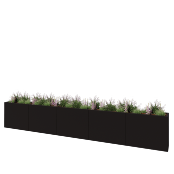 Steel planter XXL - Rectangle - 500 x 40 x 80 cm - RAL9005 matt (black) - With bottom plate
