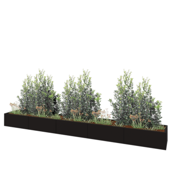 Steel planter XXL - Rectangle - 500 x 60 x 40 cm - RAL9005 matt (black) - Without bottom plate