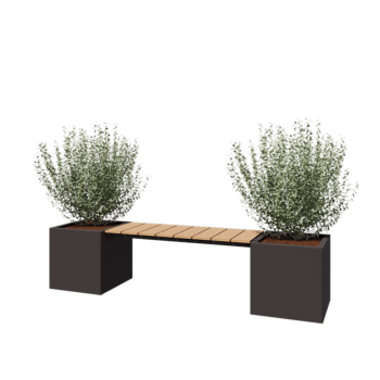 Steel planter - Square - 221,2 x 50 x 50 cm - RAL7016 matt (anthracite grey) - Without bottom plate - With garden bench
