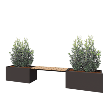 Steel planter - Rectangle - 321,2 x 50 x 50 cm - RAL7016 matt (anthracite grey) - With bottom plate - With garden bench