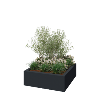 Fibreglass planter - Square - 120 x 120 x 40 cm - RAL7021 matt (black grey) - With bottom