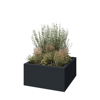 Fibreglass planter - Square - 120 x 120 x 60 cm - RAL7021 matt (black grey) - With bottom