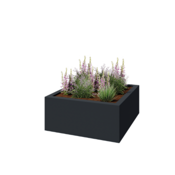 Fibreglass planter - Square - 140 x 140 x 60 cm - RAL7021 matt (black grey) - With bottom