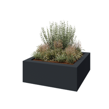 Fibreglass planter - Square - 160 x 160 x 60 cm - RAL7021 matt (black grey) - With bottom