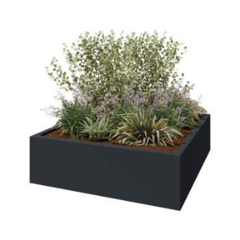 Fibreglass planter - Square - 200 x 200 x 60 cm - RAL7021 matt (black grey) - With bottom