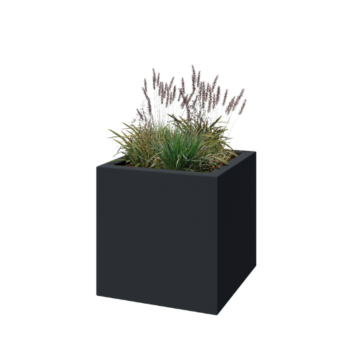 Fibreglass planter - Square - 70 x 70 x 70 cm - RAL7021 matt (black grey) - With bottom