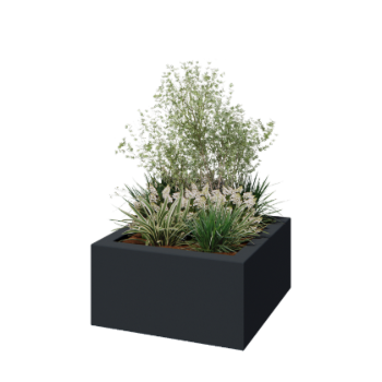 Fibreglass planter - Square - 80 x 80 x 40 cm - RAL7021 matt (black grey) - With bottom