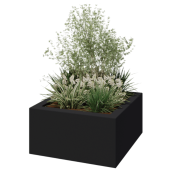 Fibreglass planter - Square - 80 x 80 x 40 cm - RAL7021 matt (black grey) - With bottom
