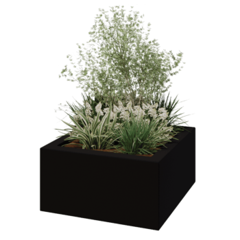 Fibreglass planter - Square - 80 x 80 x 40 cm - RAL9005 matt (black) - With bottom