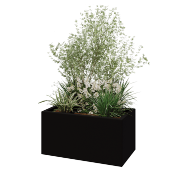 Fibreglass planter - Rectangle - 80 x 40 x 40 cm - RAL9005 matt (black) - With bottom
