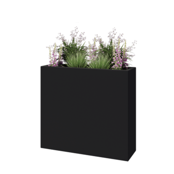 Fibreglass planter - Rectangle - 90 x 25 x 80 cm - RAL7021 matt (black grey) - With bottom