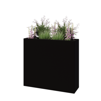 Fibreglass planter - Rectangle - 90 x 25 x 80 cm - RAL9005 matt (black) - With bottom