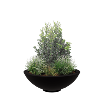 Fibreglass planter - Bowl - Ø 120 x 40 cm - RAL9005 matt (black) - With bottom
