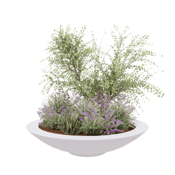 Fibreglass planter - Bowl - Ø 153 x 34 cm - RAL9010 matt (white) - With bottom